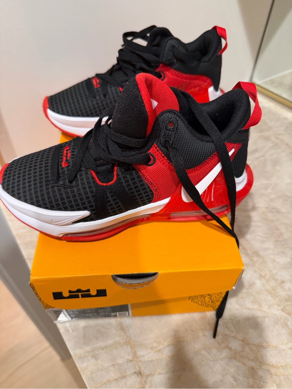Nike Kids Black and Red High-Top Sneakers